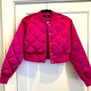 Pink cropped Akira bomber jacket